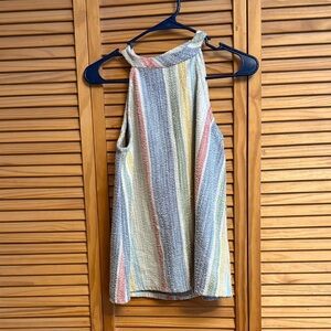 W5 Multicolor Striped Halter Tank Top